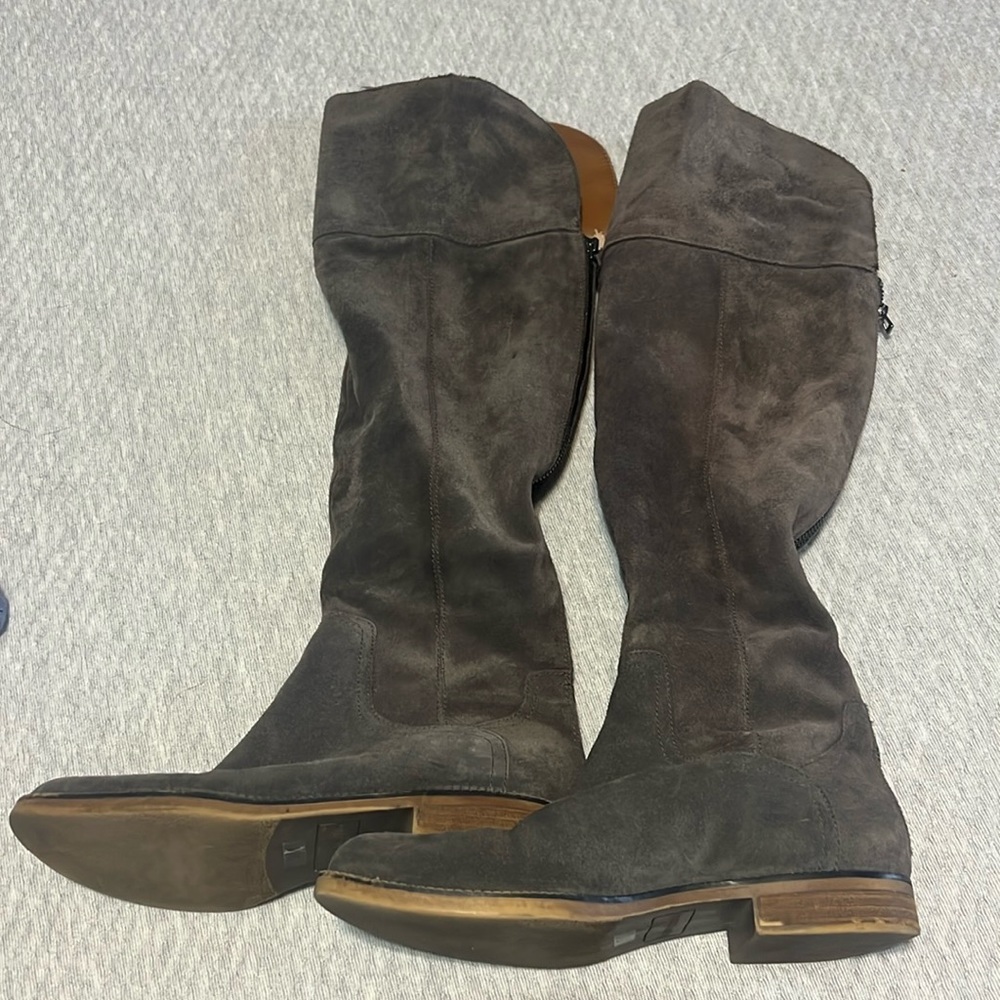 Franco Sarto Gray Suede over the knee boots